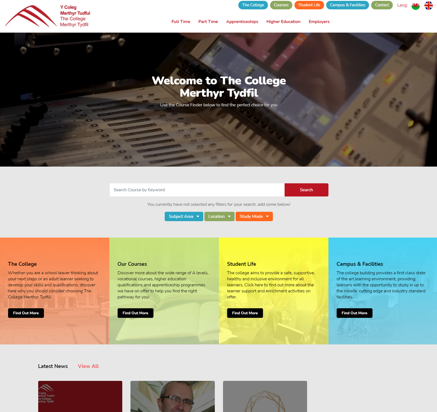 The College Merthyr Tydfil Website Home Page