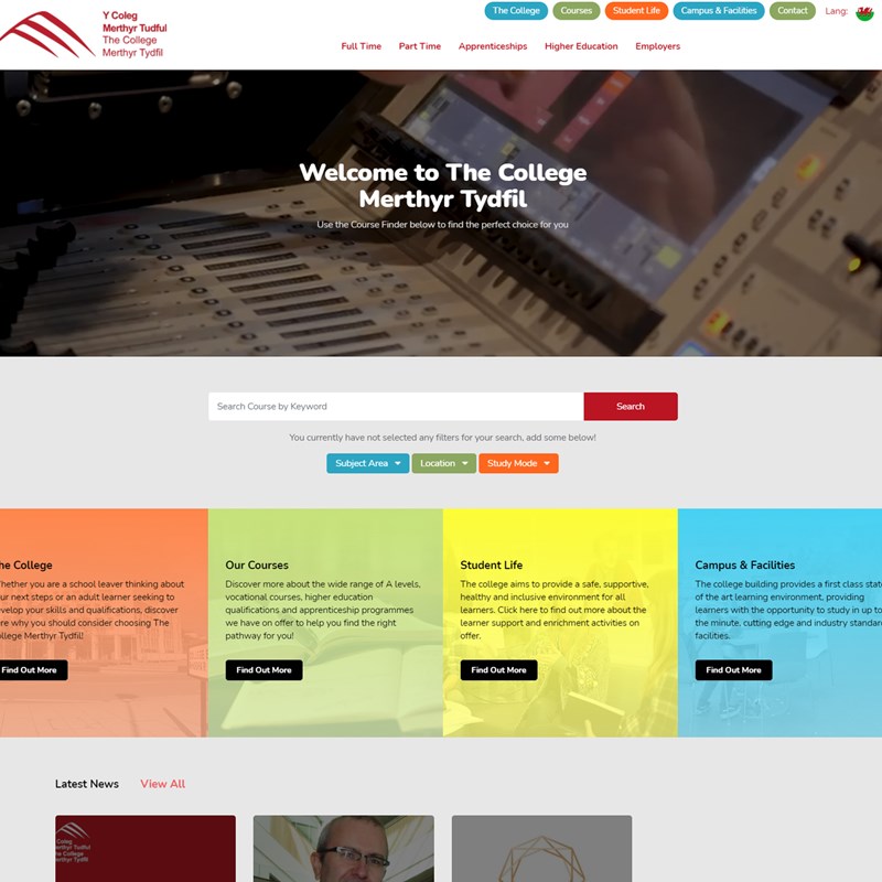 The College Merthyr Tydfil Website Home Page